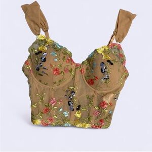 Lulu's Multicolor Floral Embroidered corset Top